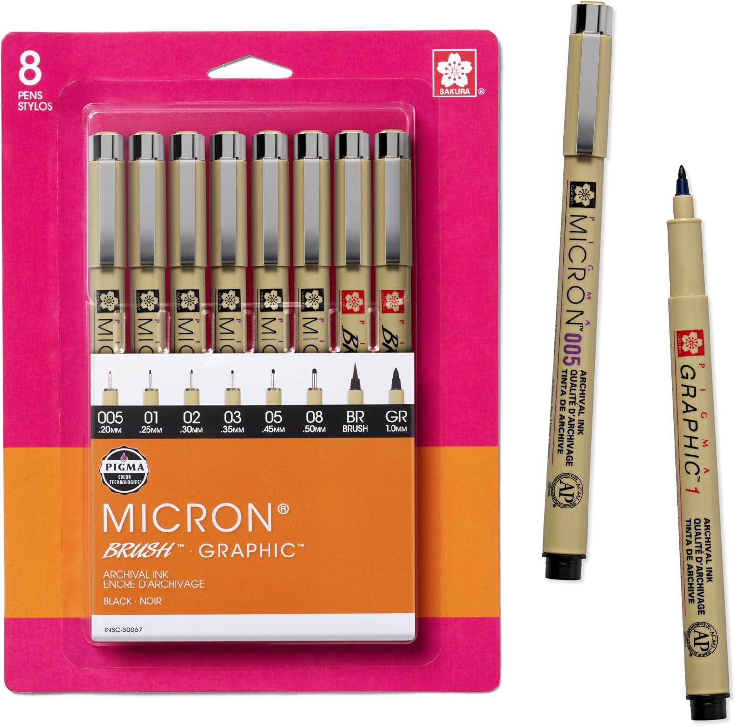 SAKURA Pigma Micron Fineliner Pens – Archival Black Ink Pens – Pens for Writing, Drawing, or Journaling – Assorted Point Sizes – 6 Pack(Black) - view 8