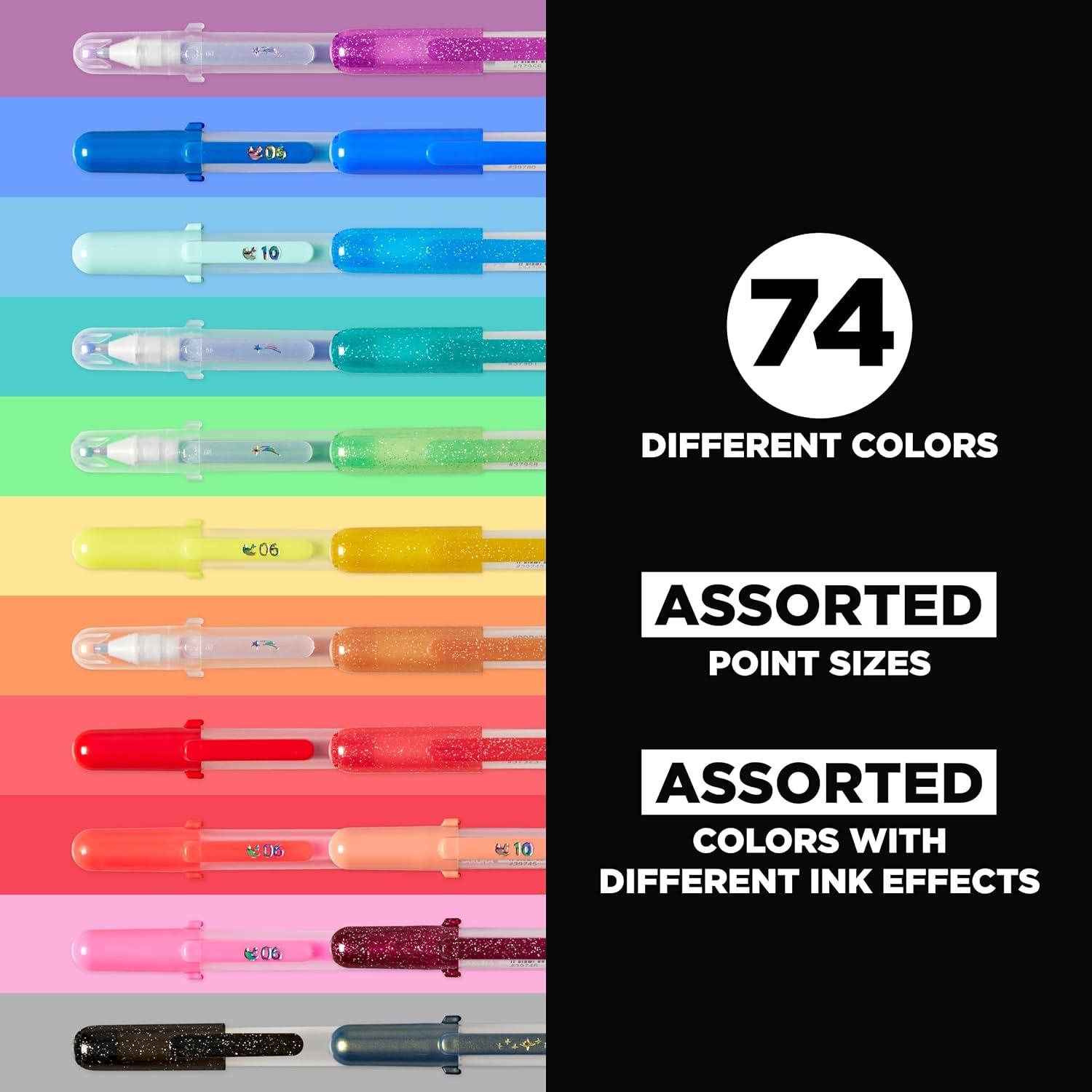 SAKURA Gelly Roll Gel Pens – Gift Set – Ink Pen Set for Journaling, Art, Calligraphy, or Drawing – Assorted Point Sizes with Storage Case – Assorted Colored Ink with Special Effects – 74 Pack