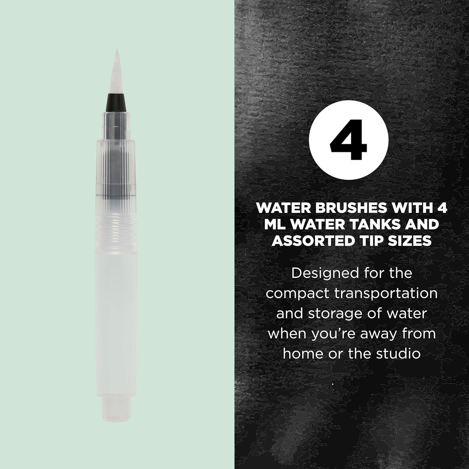 Sakura Koi Water Brush – Brush for Watercolor – 4 ml Tank – 4 Assorted Brush Tips