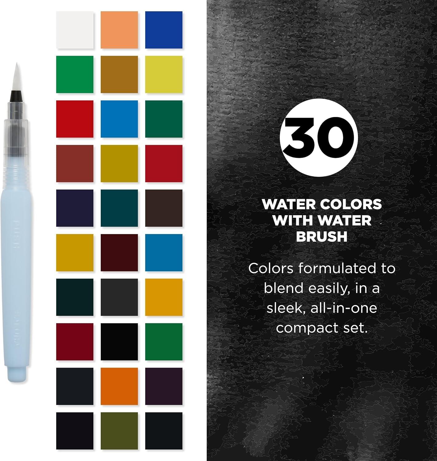 SAKURA Koi Field 30 Assorted Watercolors with Water Brush Sketch Set XNCW-30N(30 Colors)