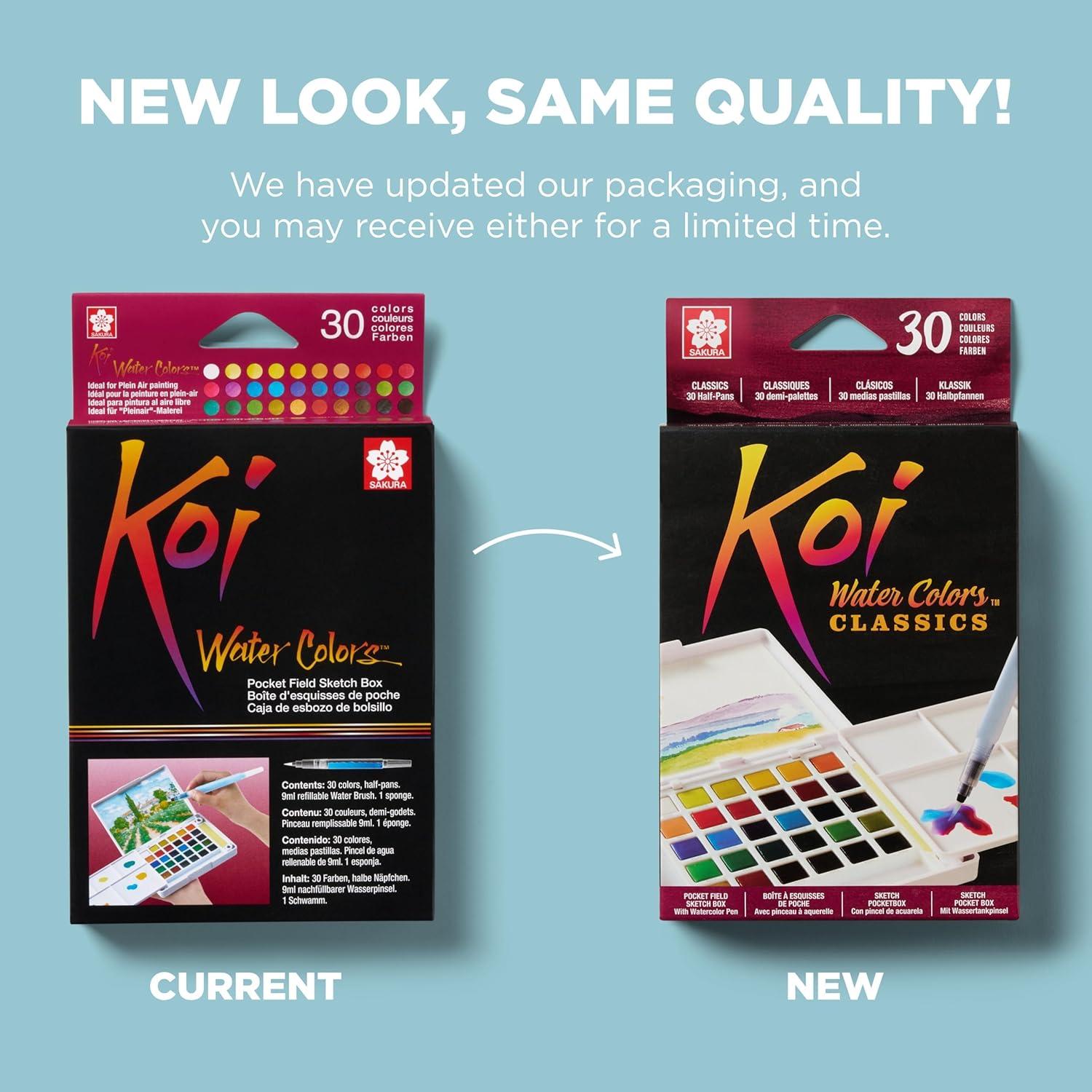 SAKURA Koi Field 30 Assorted Watercolors with Water Brush Sketch Set XNCW-30N(30 Colors) - view 6