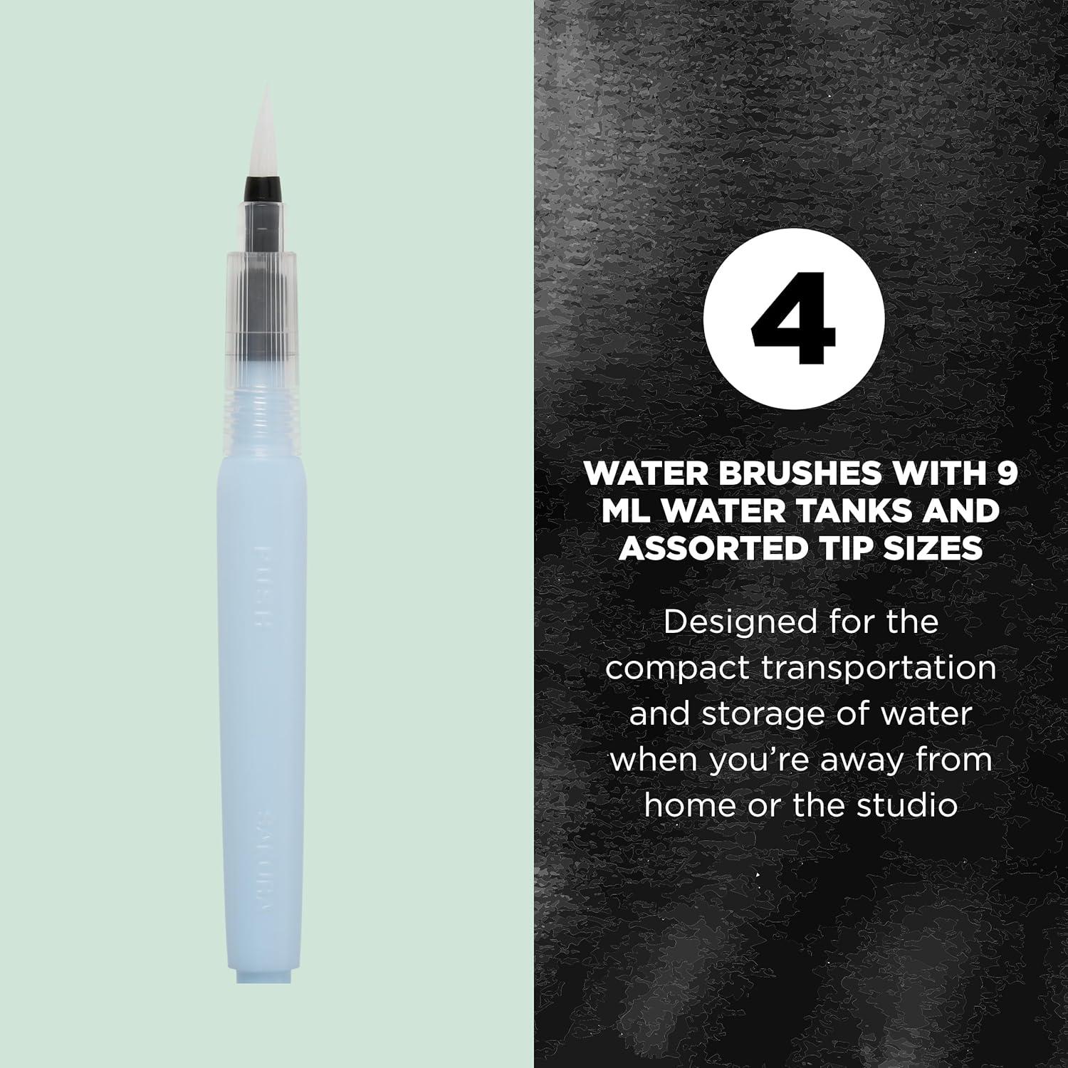 Sakura Koi Water Brush – Brush for Watercolor – 9 ml Tank – 4 Assorted Brush Tips