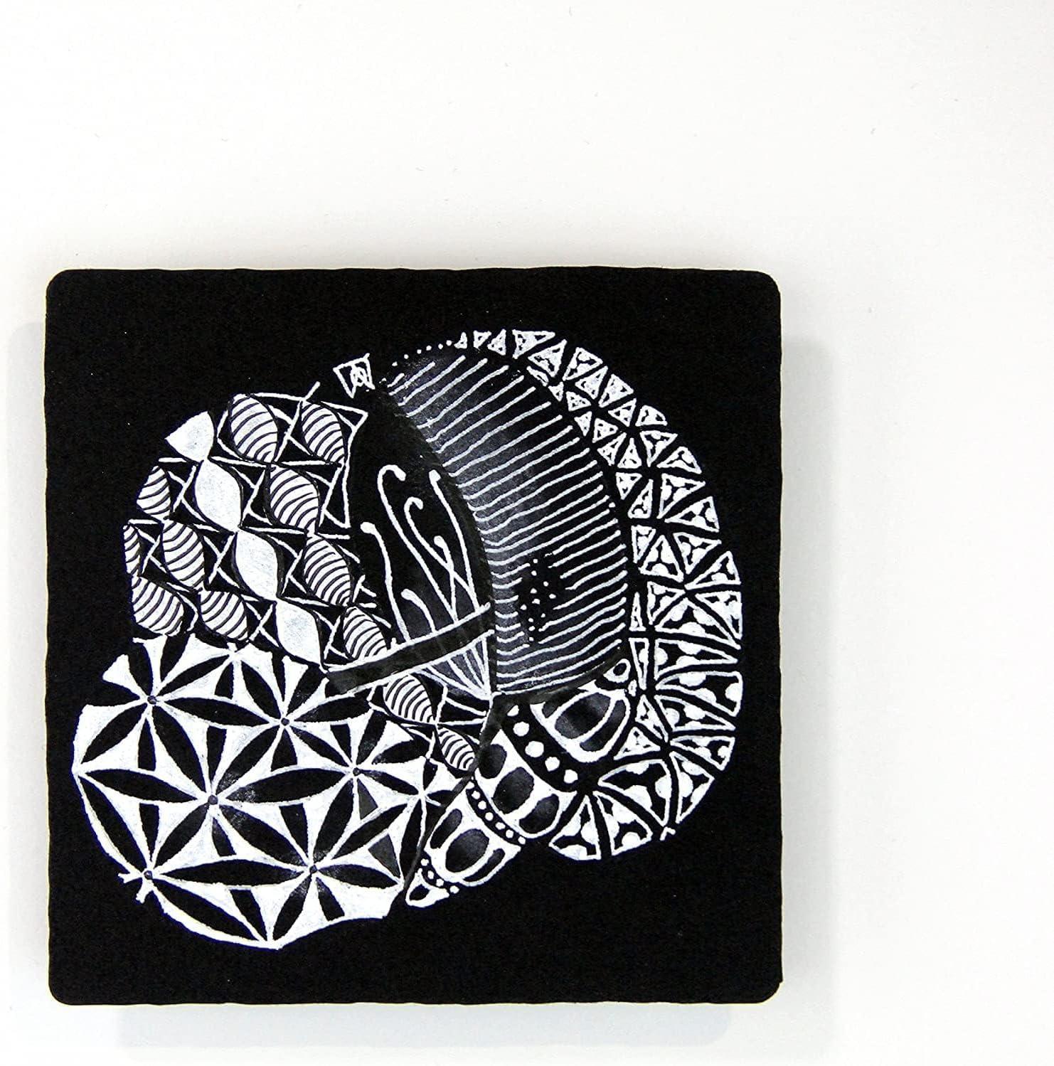 SAKURA #50113 Zentangle 11 Pc Set w/Zendala Round WhiteTiles (4-5/8″ in Diameter), white(10-Piece Set – 3.5″) - view 3