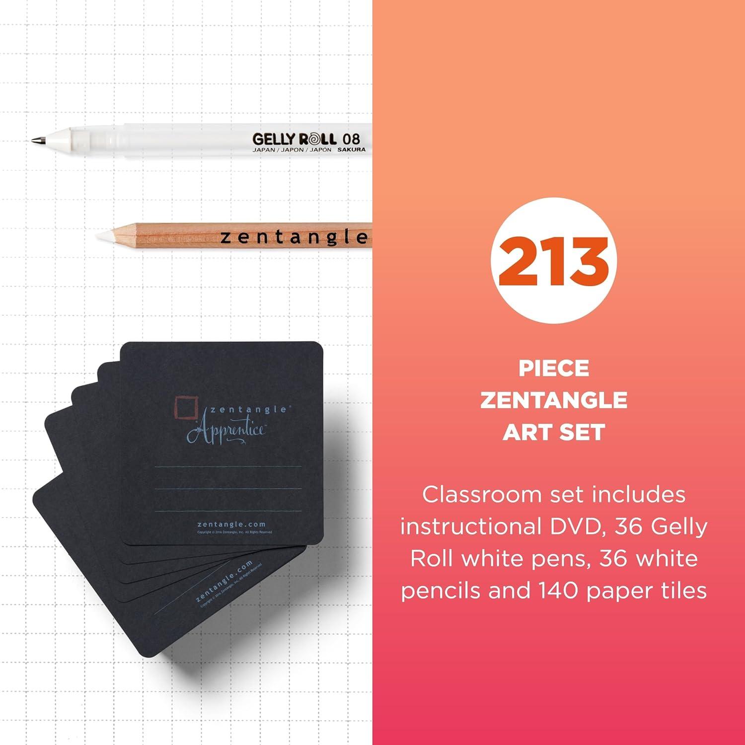 SAKURA #50113 Zentangle 11 Pc Set w/Zendala Round WhiteTiles (4-5/8″ in Diameter), white(Apprentice Classroom Pack #2)