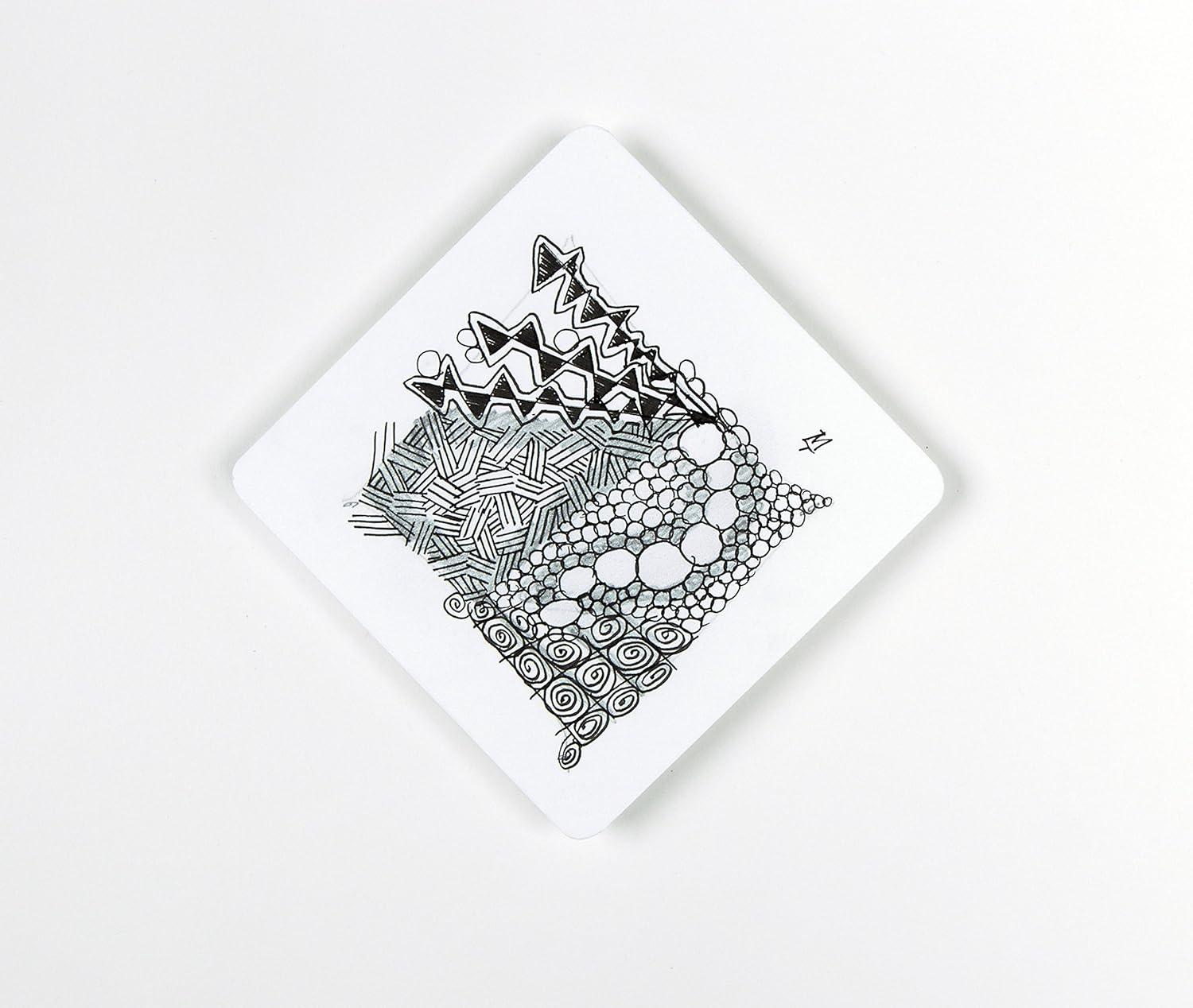 SAKURA #50113 Zentangle 11 Pc Set w/Zendala Round WhiteTiles (4-5/8″ in Diameter), white(18-Piece Apprentice Set – 4.5″) - view 3
