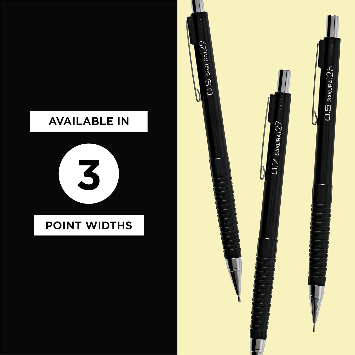 SAKURA 50297 Mechanical Pencil Fixed Sleeve 0.5-mm with 3 Erasers, Black(0.9mm Pencil) - view 5