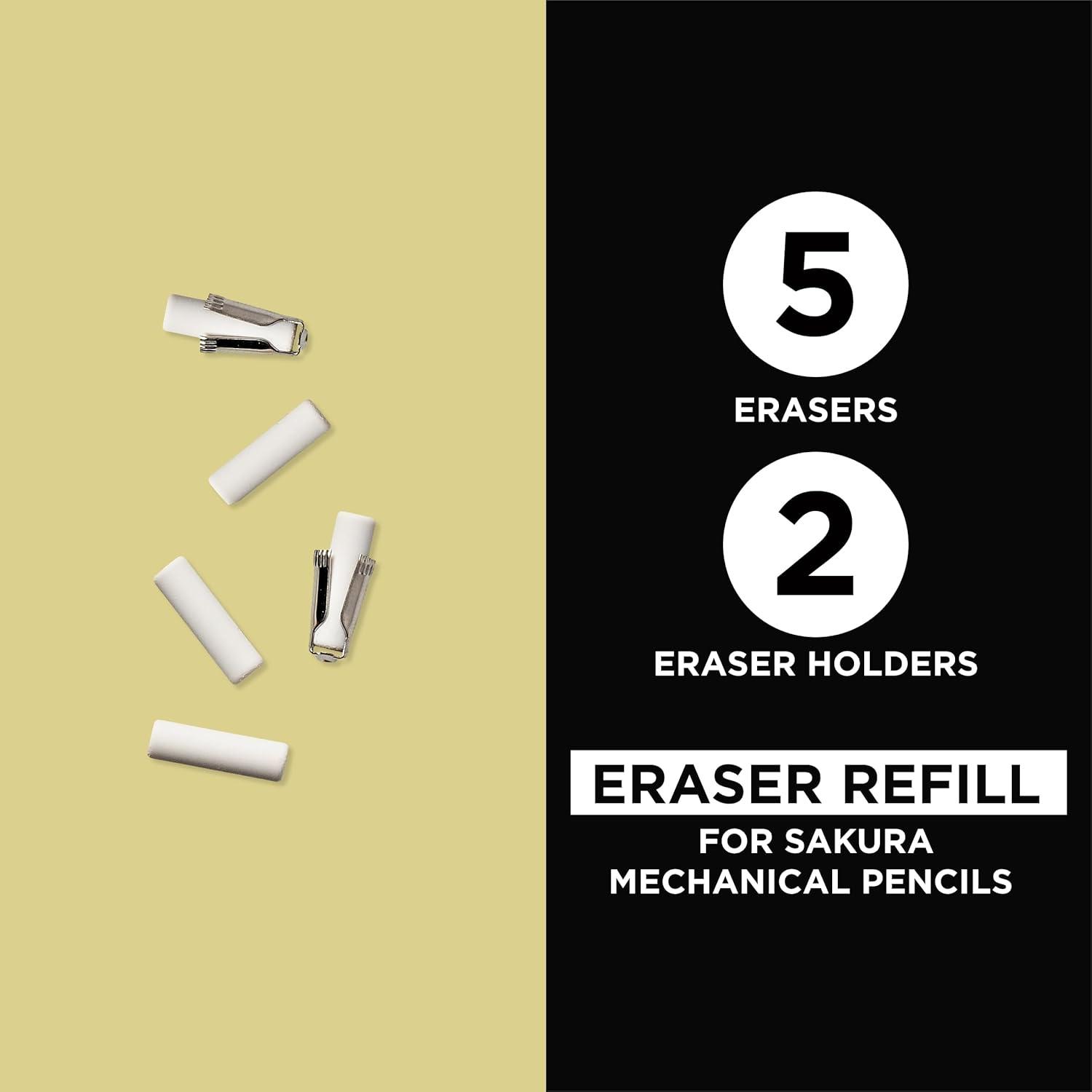 SAKURA 5 Refill Erasers with 2 Eraser Holders for XS Series Pencils 50249(1 Count (Pack of 1))