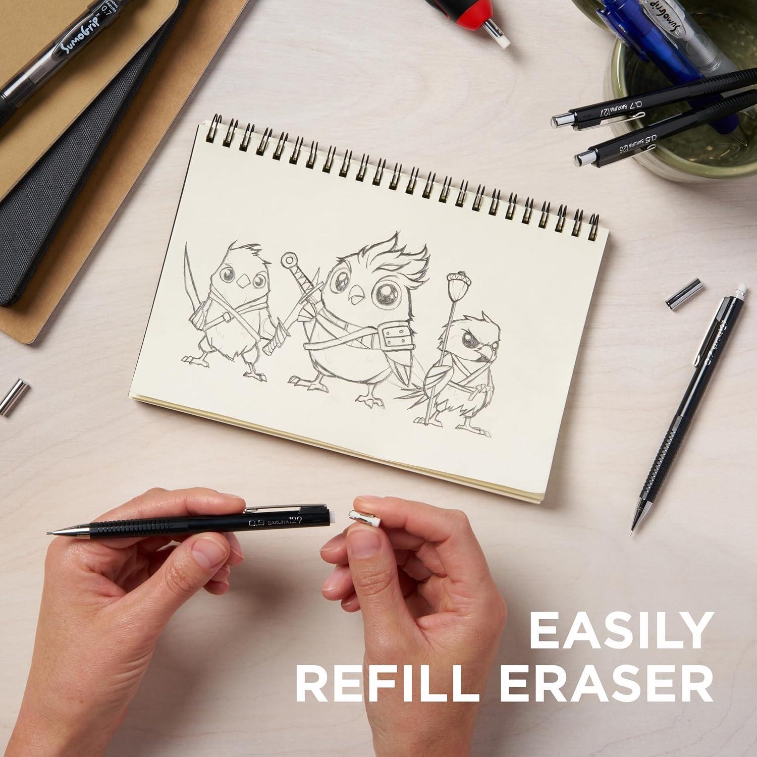 SAKURA 5 Refill Erasers with 2 Eraser Holders for XS Series Pencils 50249(1 Count (Pack of 1)) - view 2