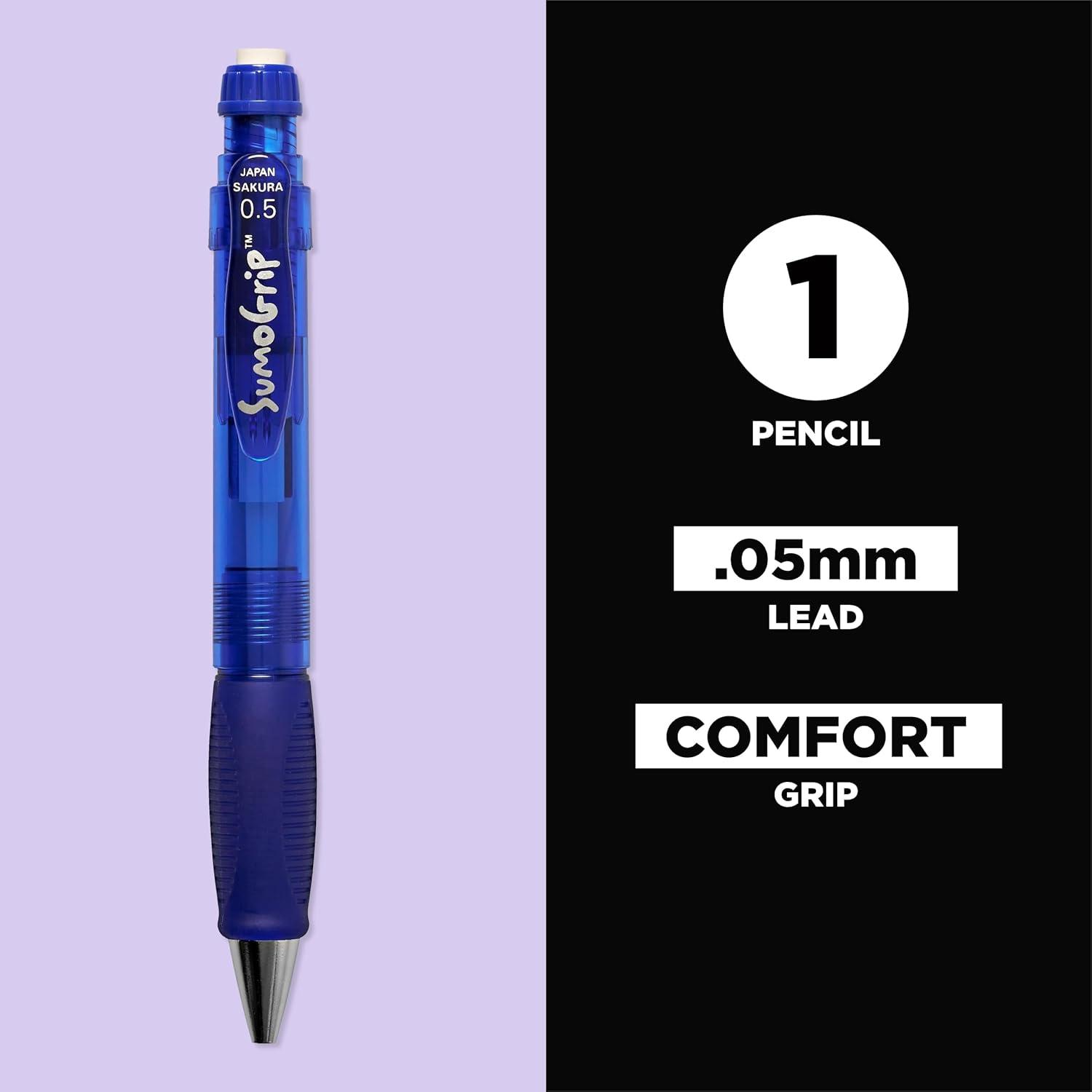 SAKURA 50280 SumoGrip 0.9-mm Pencil with Eraser, Clear(Clear Blue)